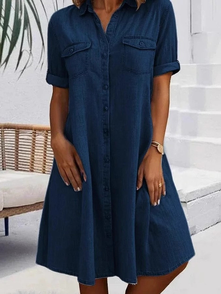 Patricia - Casual Denim Style Midi Dress