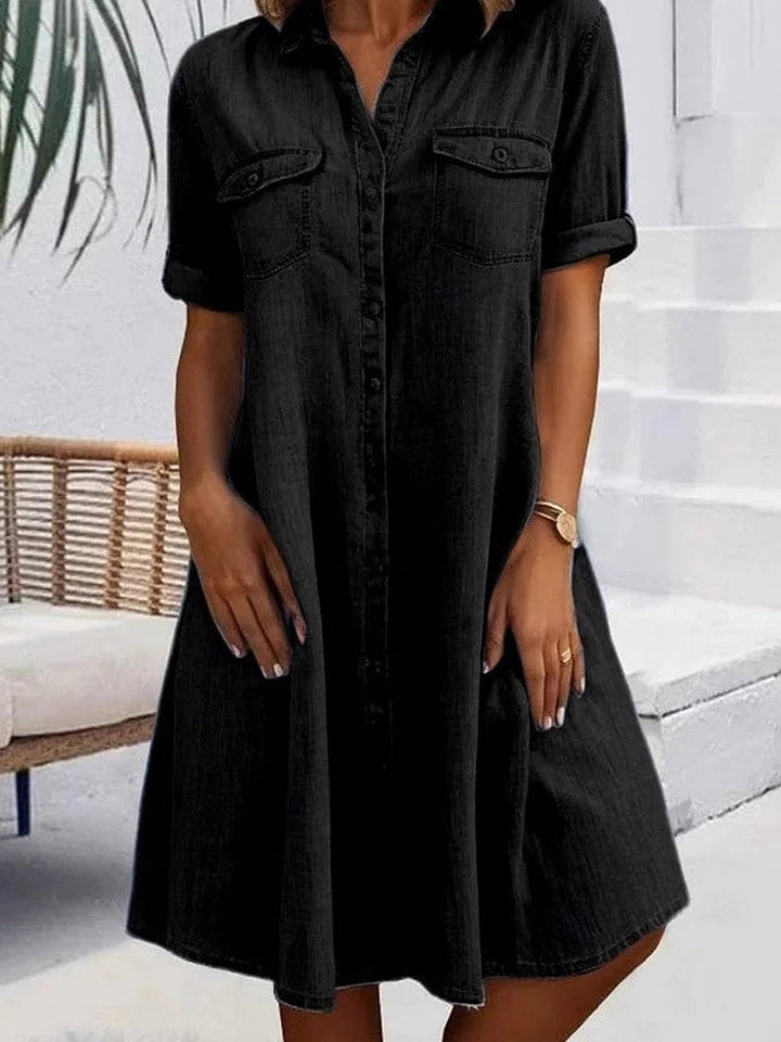 Patricia - Casual Denim Style Midi Dress