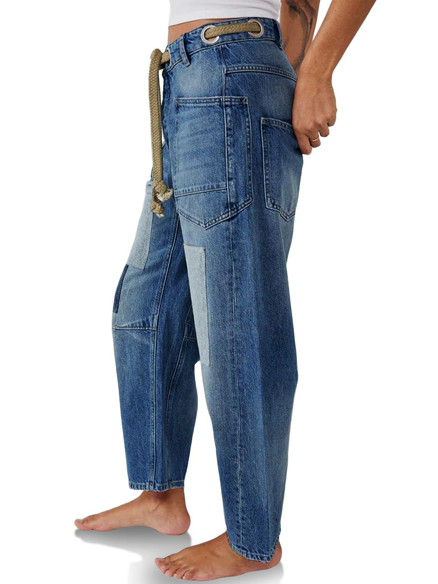 Margaret - Patchwork Drawstring Jeans