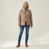 Rose - Dusty Pink Quilted Jacket with Ornamental Print