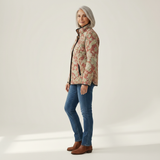 Rose - Dusty Pink Quilted Jacket with Ornamental Print