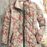 Rose - Dusty Pink Quilted Jacket with Ornamental Print