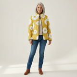 Daisy - Yellow Quilted Jacket with Daisies