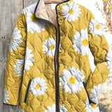 Daisy - Yellow Quilted Jacket with Daisies