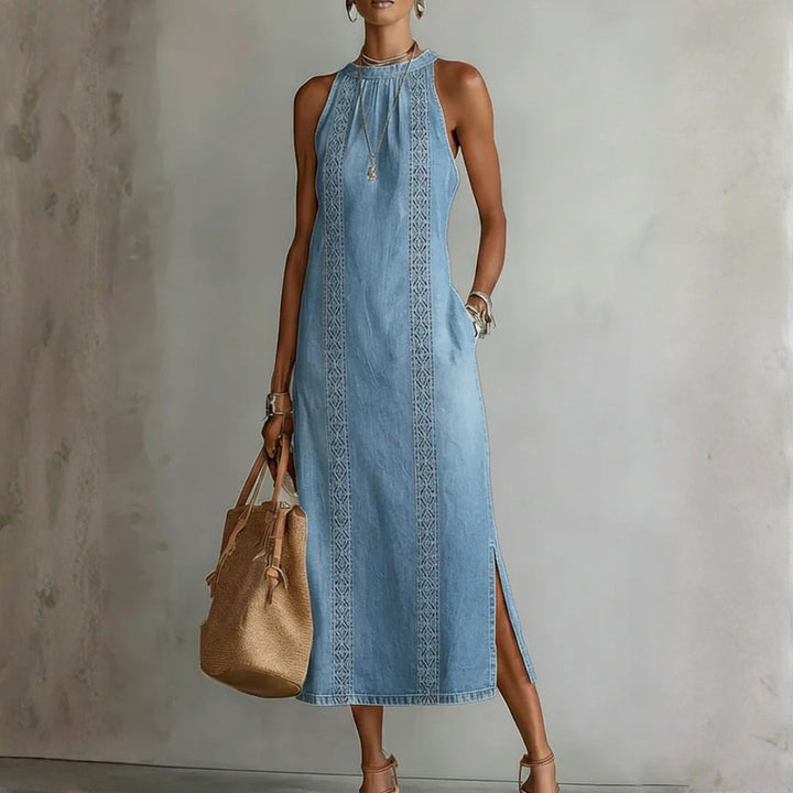 Julia - Retro Lace Denim Dress